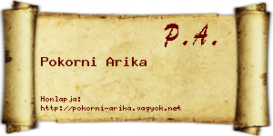 Pokorni Arika névjegykártya